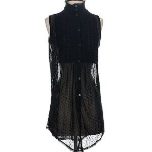 Vanessa virginia sleeveless sheer back button down tunic blouse XL